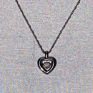 Zales authentic diamond inside .925 sterling silver heart-shaped necklace